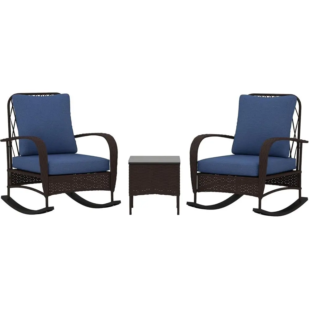Outdoor Furniture Metal Chairs - Wicker 3-Piece Patio Furniture Set with