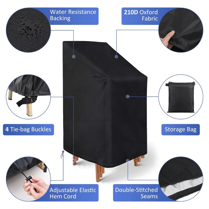 Outdoor Furniture Cover Waterproof - 1/2/PCS Stacked Chair Dust Cover Waterproof