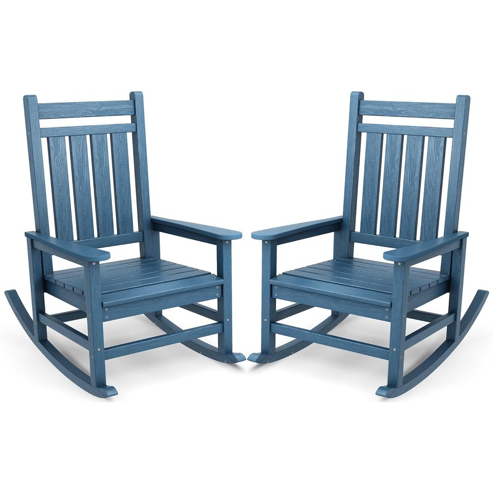 Outdoor Furniture Metal Chairs - Set of 2 Oversized HDPE Outdoor