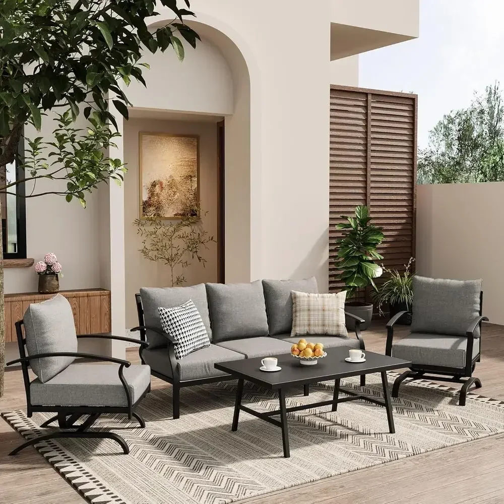 Outdoor Furniture Metal Chairs - Grey Outdoor Metal Patio Furniture Set