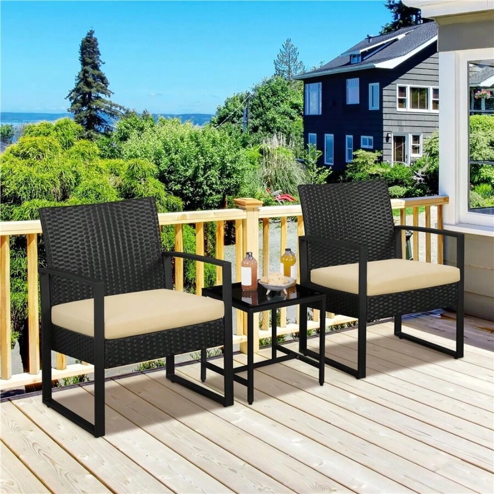 Outdoor Furniture Metal Chairs - 3 Piece Outdoor Wicker Furniture Set