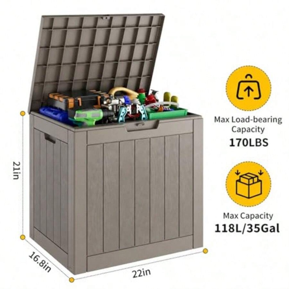 35 Gallon Outdoor Storage Box, - огляд і ціна Outdoor Furniture Weatherproof