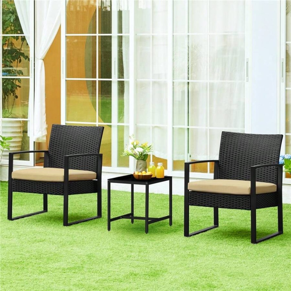 3 Piece Outdoor Wicker Furnitu - огляд і ціна Outdoor Furniture Metal Chairs