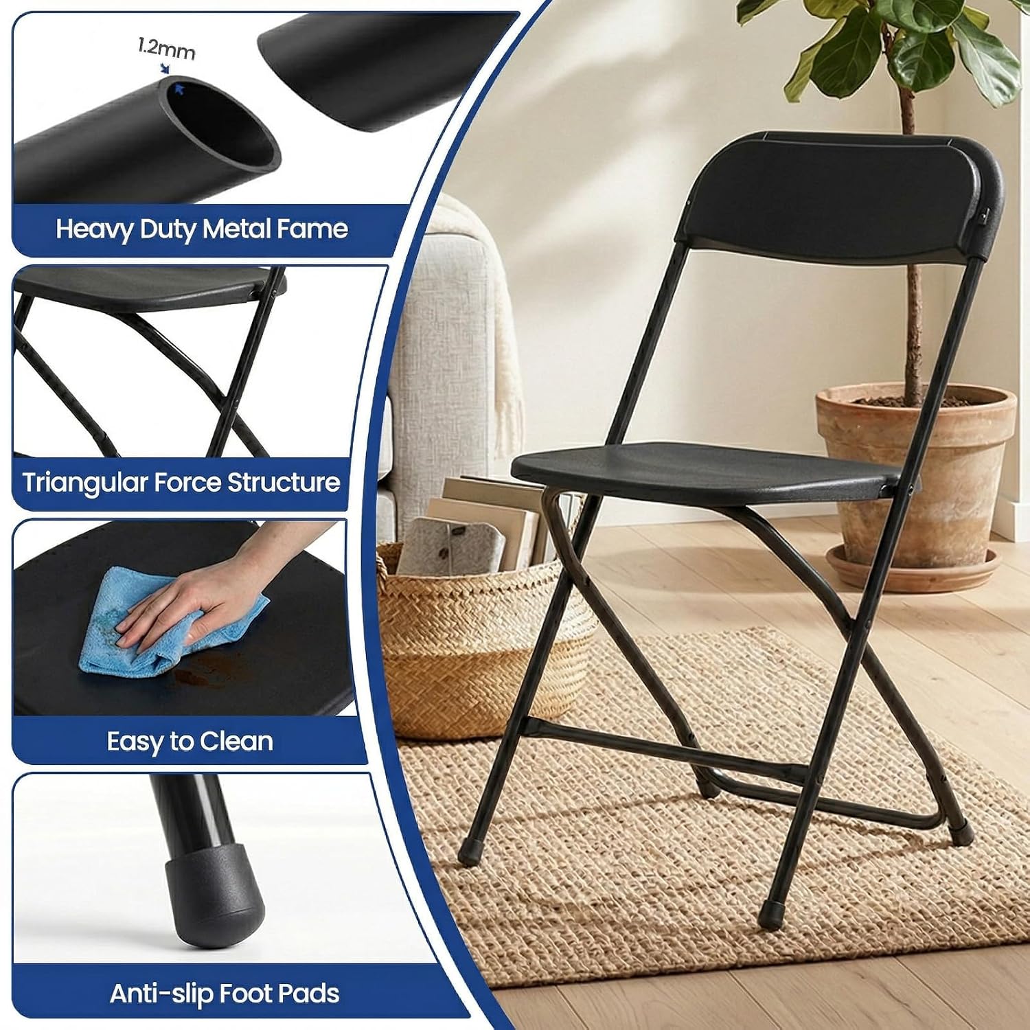Black Folding Chair Metal Fram - огляд і ціна Outdoor Furniture Metal Chairs