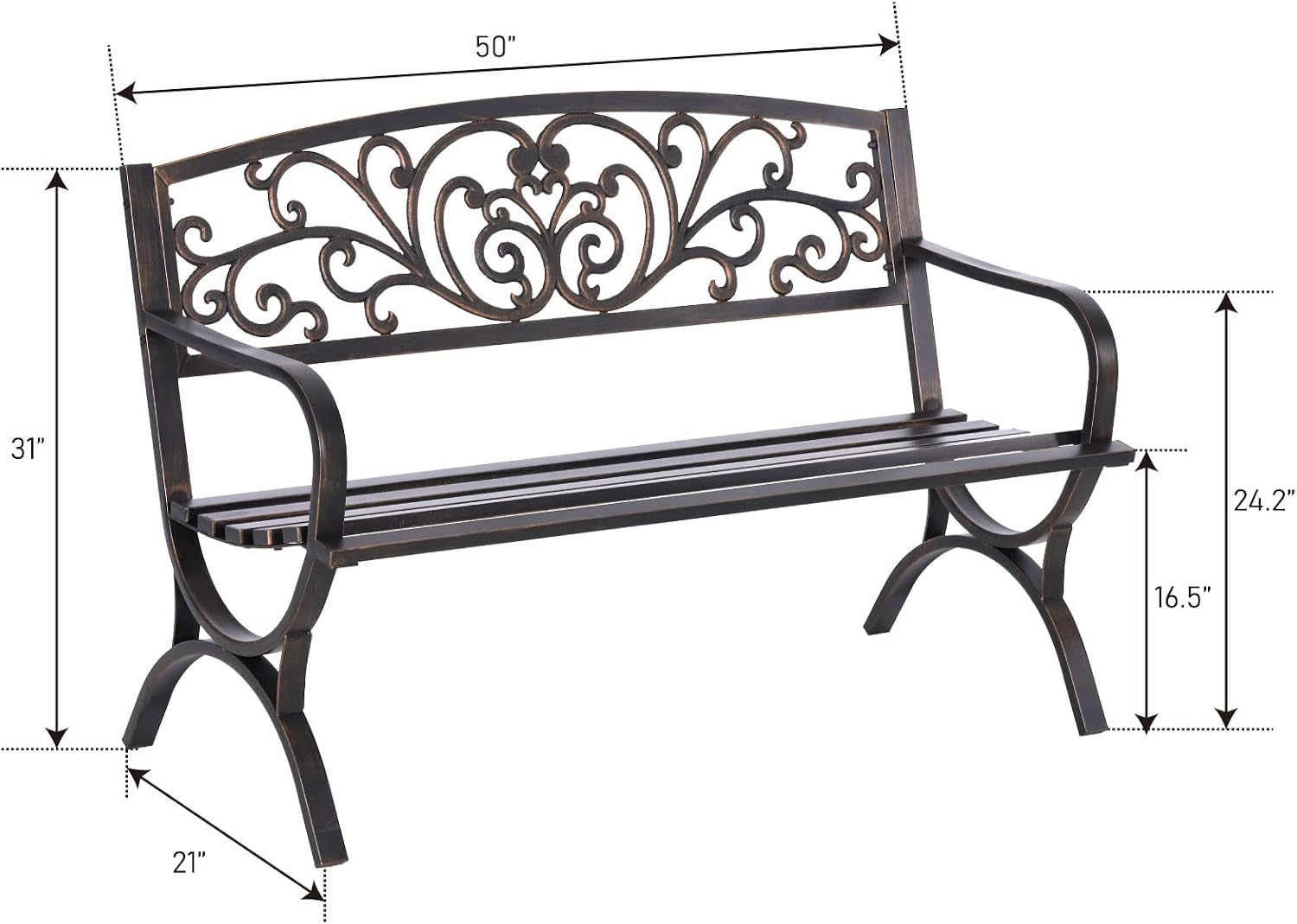 Bronze 50 Inch Outdoor Garden  - огляд і ціна Outdoor Furniture Metal Chairs