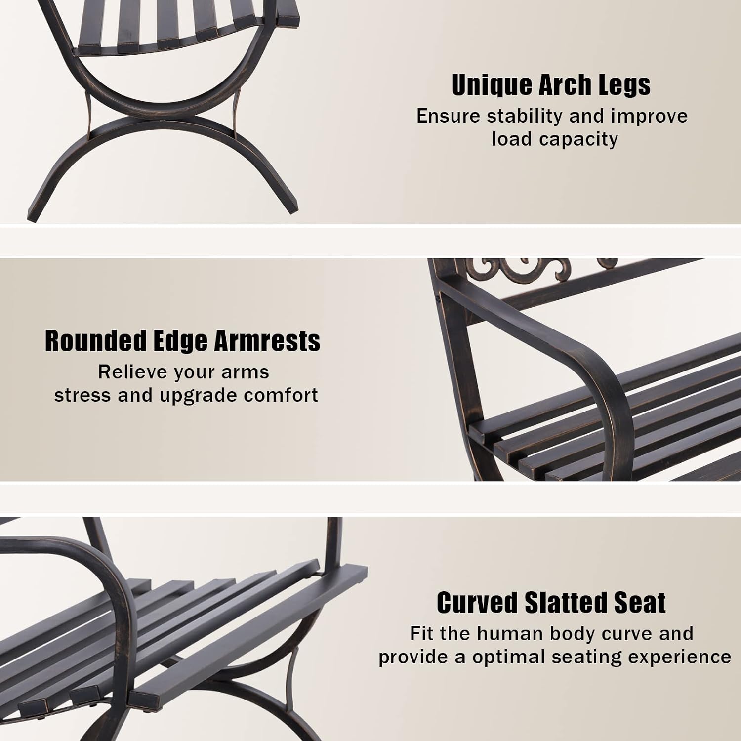 Bronze 50 Inch Outdoor Garden  - огляд і ціна Outdoor Furniture Metal Chairs
