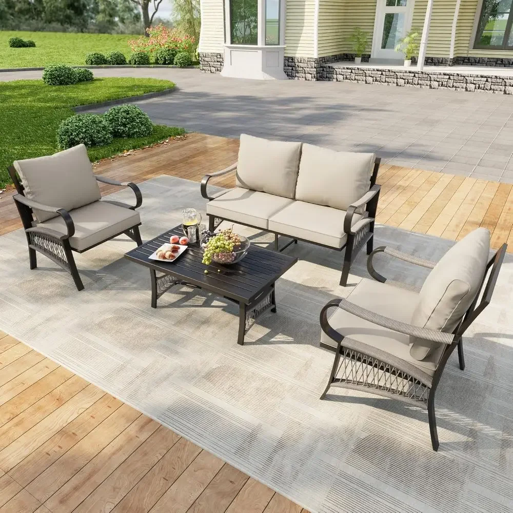 4-Piece Metal Outdoor Patio Fu - огляд і ціна Outdoor Furniture Metal Chairs