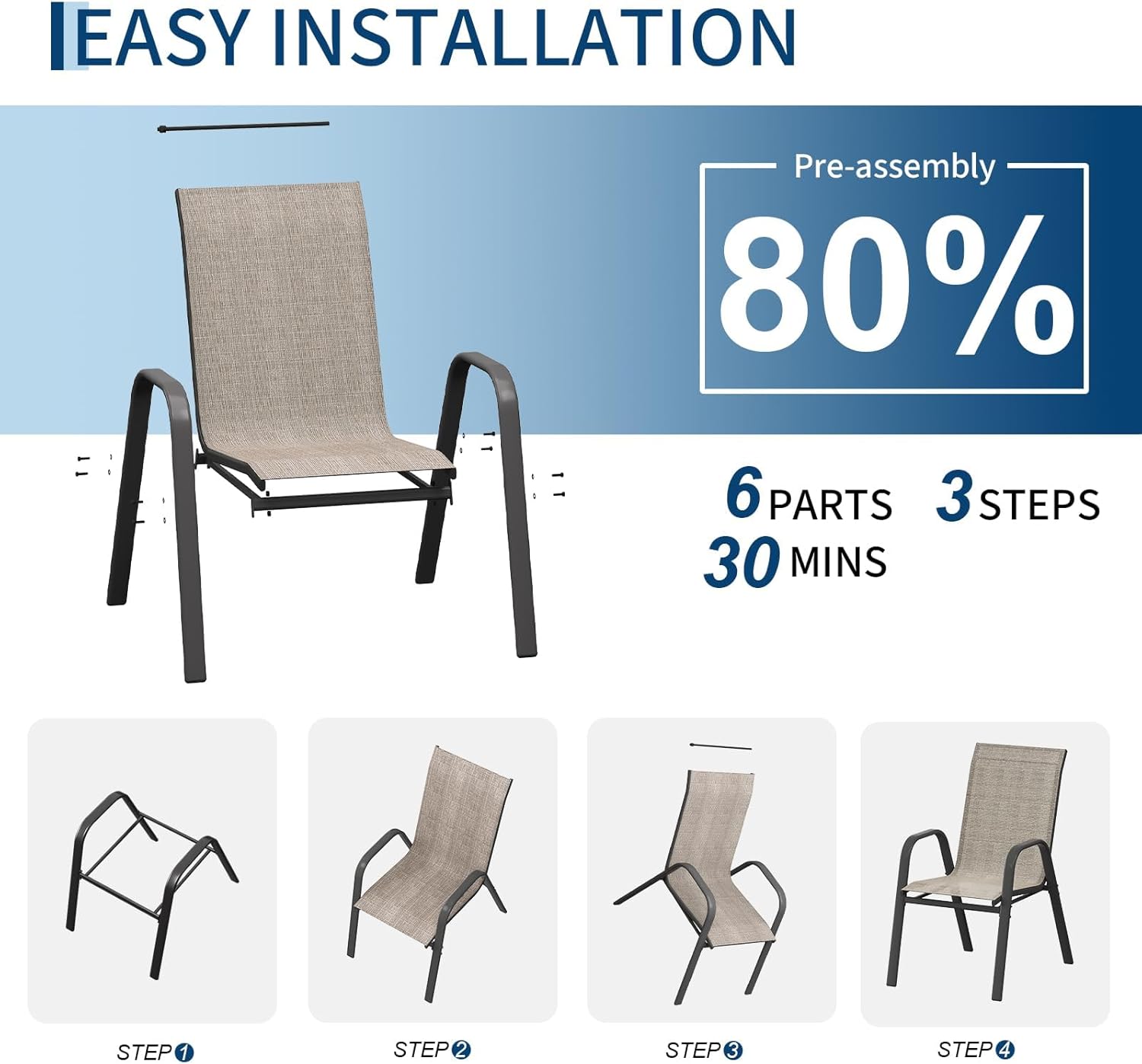 Patio Dining Chairs Set of 4,  - огляд і ціна Outdoor Furniture Metal Chairs