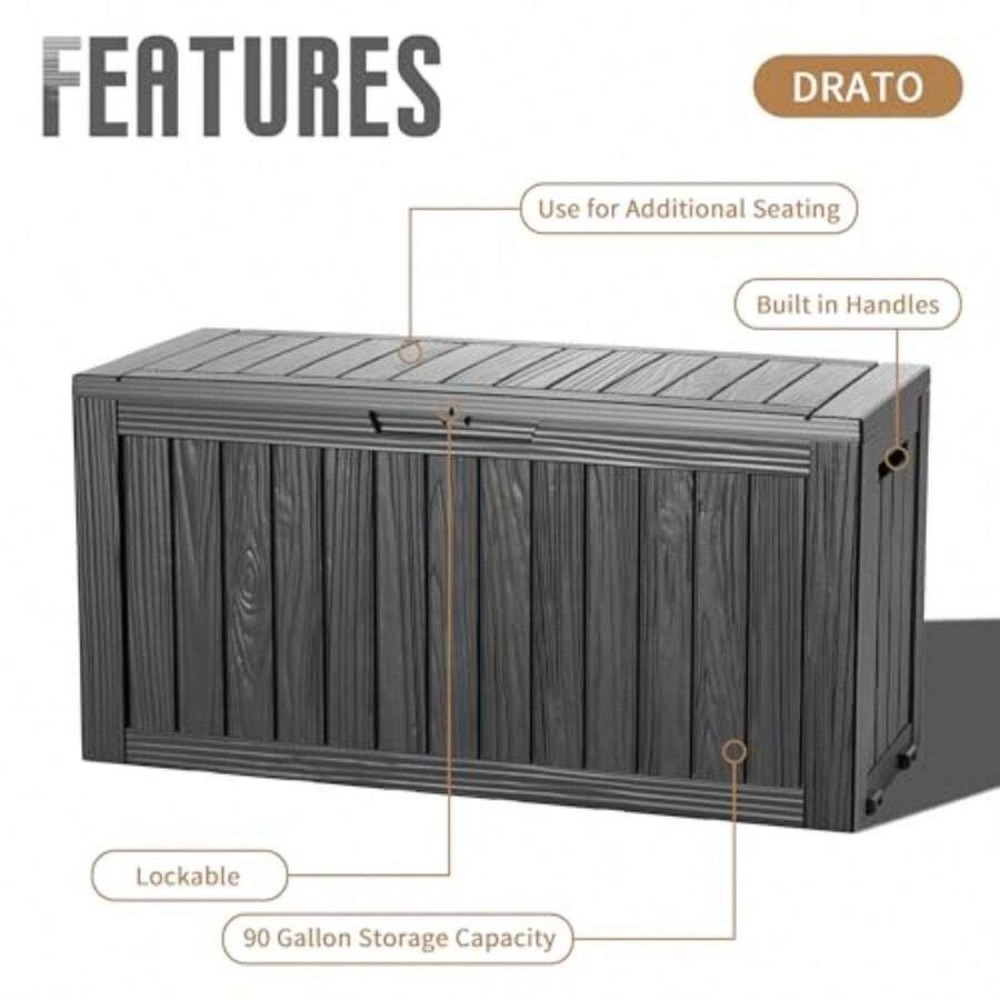 90 Gallon Outdoor Deck Box Wat - огляд і ціна Outdoor Furniture Weatherproof